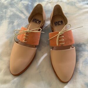 FORTRESS OF INCA Pink and Cream Flats with Minimalist Design EU 39